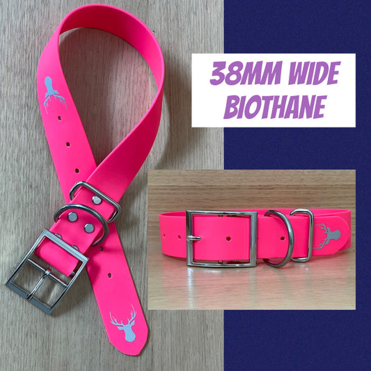 Durable 38mm Biothane Dog Collar - Waterproof, Easy to Clean, and Adjustable for Ultimate Comfort