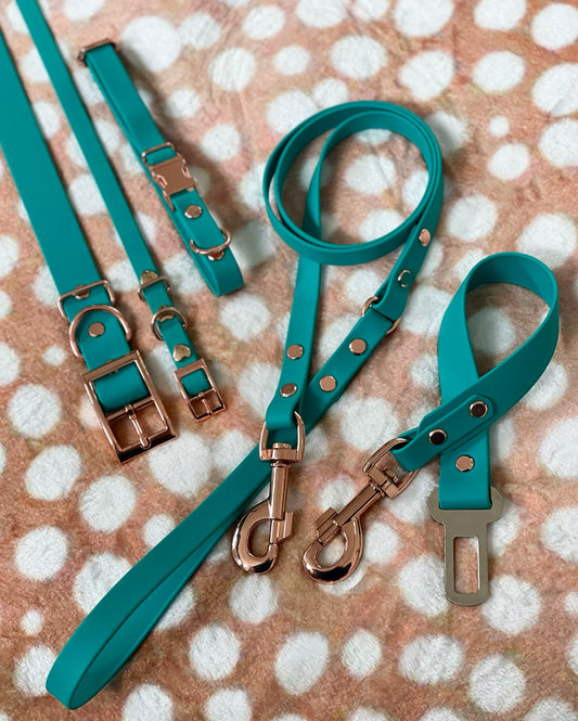 Boithane dog set, Teal and Rose Gold